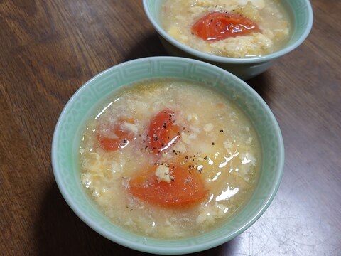 白菜とトマトの中華風卵スープ